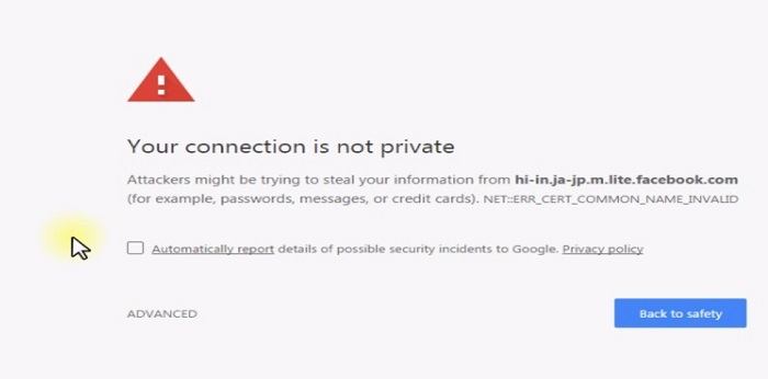 Your Connection Is Not Private Error