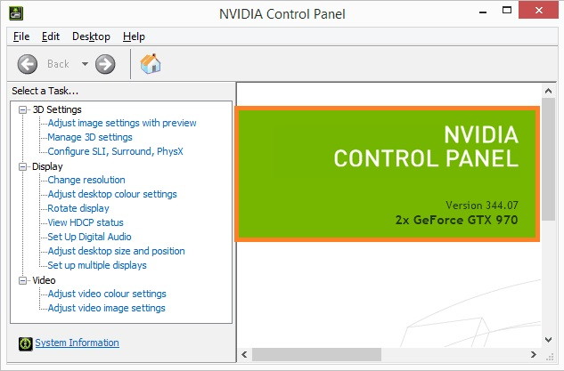 nvidia control panel missing options windows 8
