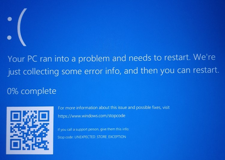 Unexpected Store Exception Error in Windows 10